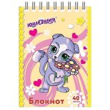 Блокнот МАЛЫЙ ФОРМАТ (75х105 мм) А7, 40 л, гребень, картон, клетка, ЮНЛАНДИЯ, "МУЛЬТЯШКИ", 129860