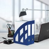 Лоток вертикальный для бумаг КОМПЛЕКТ 2 шт., BRAUBERG "Modern", 245х75х320 мм, синий, 238031