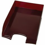 Лоток горизонтальный для бумаг BRAUBERG "Office style", 320х245х65 мм, тонированный красный, 237291
