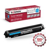 Картридж лазерный SONNEN (SH-CF351A) для HP CLJ Pro M176/177 ВЫСШЕЕ КАЧЕСТВО, голубой, 1000 страниц, 363951
