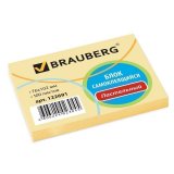 Блок самоклеящийся BRAUBERG (БРАУБЕРГ), 76х102 мм, 100 л., желтый