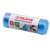 Мешки для мусора, 30 л, ЛАЙМА, комплект 30 шт., рулон, ПНД, прочные, 50х60 см, 10 мкм, синие