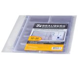 Папки-файлы на 20 визиток BRAUBERG, комплект 10 шт., А4, перфорированные, плотный ПВХ