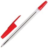 Ручка шариковая BRAUBERG "Line" (БРАУБЕРГ "Лайн"), корпус прозрачный, толщина письма 1,0 мм, красная