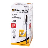 Ручка шариковая BRAUBERG "Line" (БРАУБЕРГ "Лайн"), корпус прозрачный, толщина письма 1,0 мм, черная