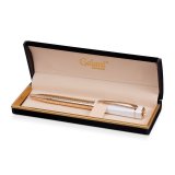 Ручка шариковая GALANT "Mont Pelerin", подарочная, корпус золотистый/белый, золотистые детали, синяя