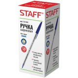 Ручка шариковая масляная STAFF эконом, корпус прозрачный, синяя