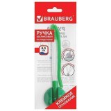 Ручка шариковая настольная BRAUBERG на пружинке, с клейким основанием, цвет корпуса зеленый, синяя